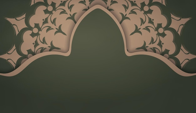 Green background with vintage brown ornament for design under your text