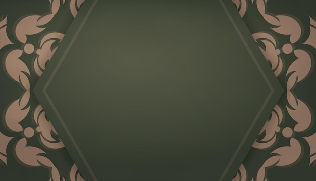 ヴィンテージの茶色のパターンとあなたのロゴのためのスペースと緑の背景