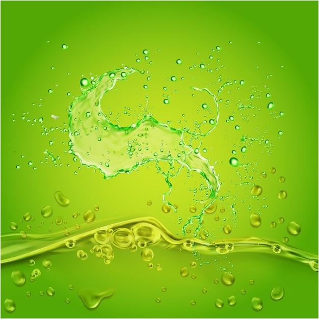 Premium Vector | A green background with Water Drops Green and some bubbles