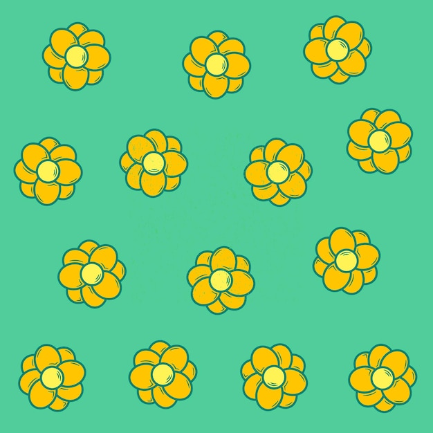 Vector a green background with yellow flowers and a green background