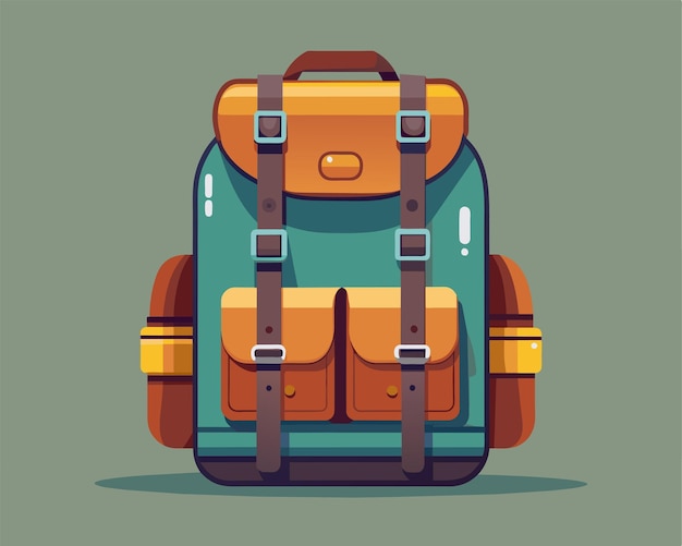 a green backpack with a yellow strap that says backpack