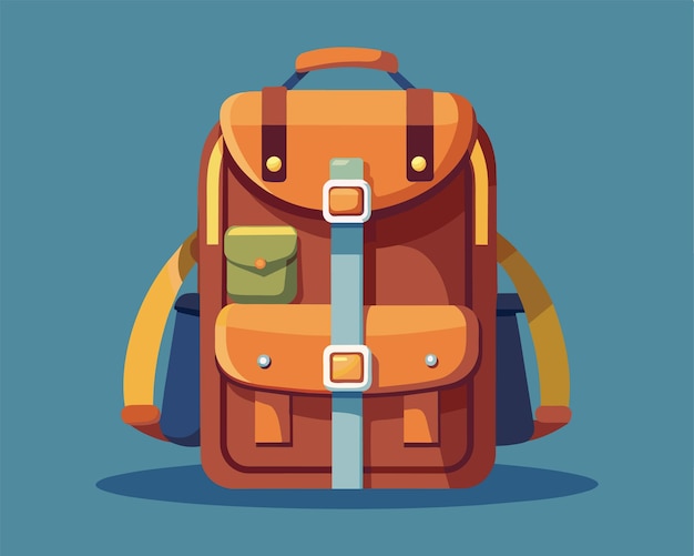 a green backpack with a yellow strap that says backpack