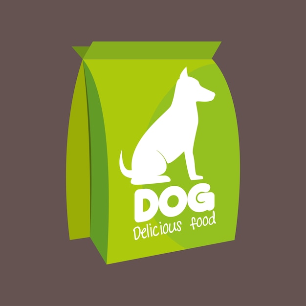 Green bag delicious food dog icon