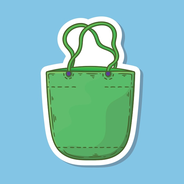 Green bag icon on a blue background