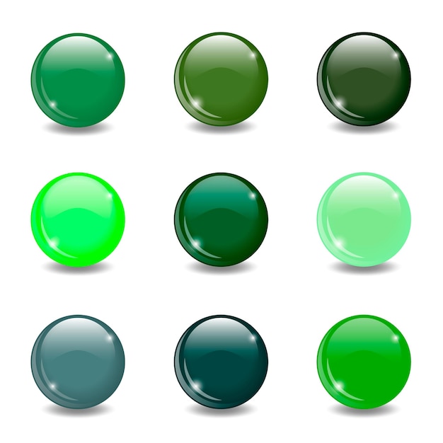 Green balls collection. Vector illustration