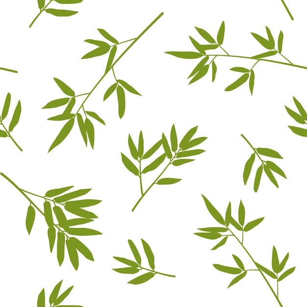 green bamboo leaves seamless pattern background