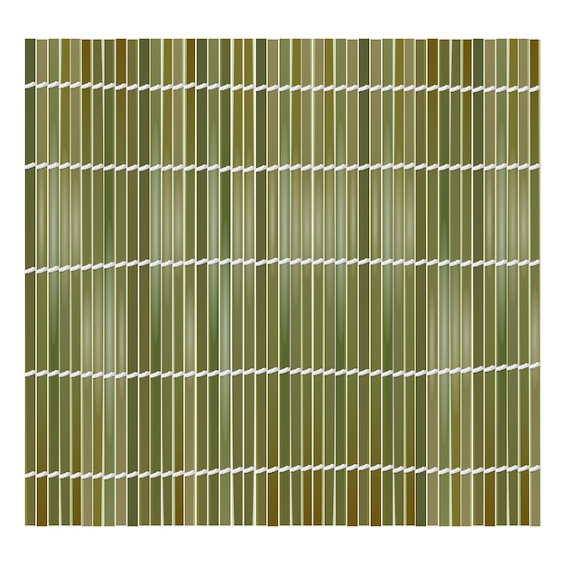 Vector green bamboo mat background for making sushi. top view. realistic texture makisu or curtain.