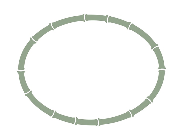緑の竹の茎の楕円形のフレーム 自然な楕円形のテキスト ボックス 竹の枝の境界線 空白のフレーム テンプレート 白い背景の上のフラット スタイルで分離されたベクトル図