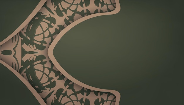 あなたのテキストの下のデザインのための抽象的な茶色の飾りと緑のバナー