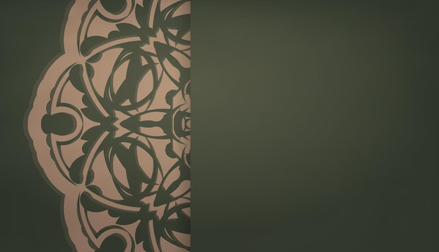 Green banner with abstract brown ornament and a place under the logo