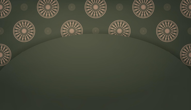 Vector green banner with abstract brown pattern and place for text
