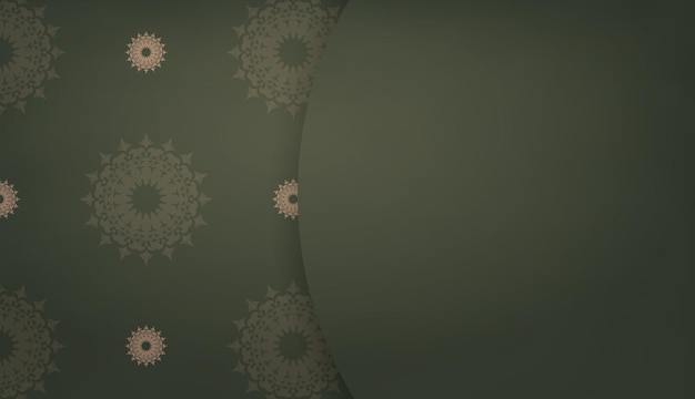 Vector green banner with abstract brown pattern and place for your logo or text