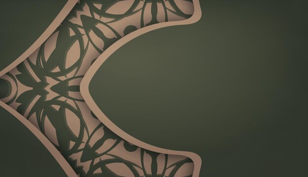 Green banner with luxurious brown ornament for design under your logo