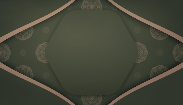 Green banner with luxurious brown pattern for design under your text