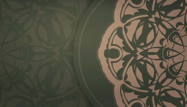 Green banner with luxurious brown pattern and space for logo or text