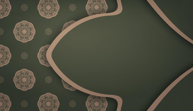 Green banner with vintage brown ornament for design under your text