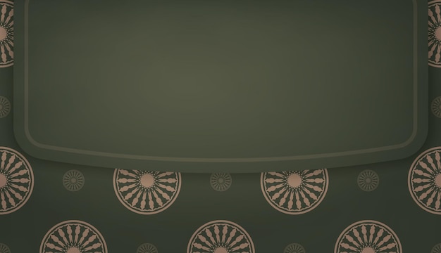 Banner verde con ornamento marrone vintage e posto per il testo