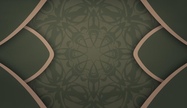 Green banner with vintage brown pattern for design under your logo