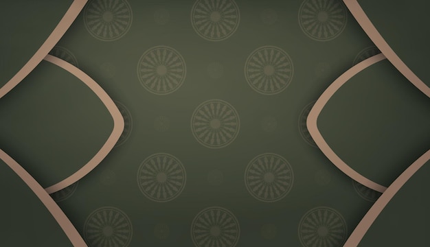 Green banner with vintage brown pattern and logo space