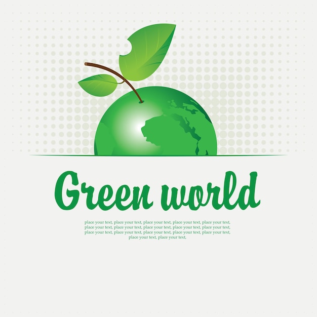 Vector green banner with with planet