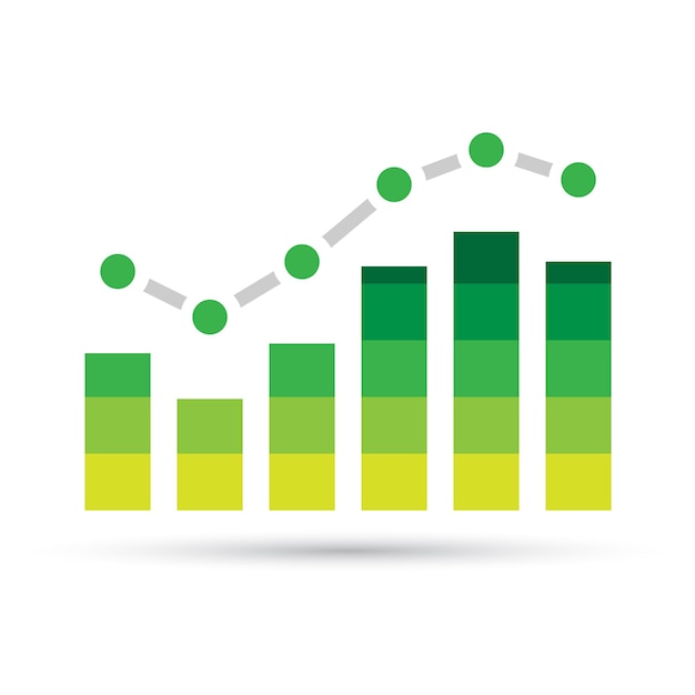 ベクトル 影付きの上昇統計グラフを形成する緑色のバー