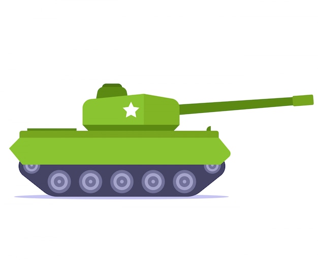 green battle tank on a white background. flat  illustration.