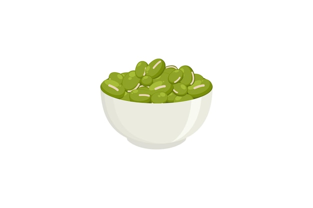 벡터 ⁇  바탕의 평평한 스타일의  ⁇ 터 디자인에 고립된 그 ⁇ 에 있는 녹색 콩