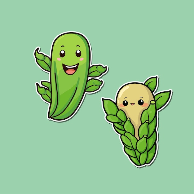 green beans sticker kawaii cartoon illustration