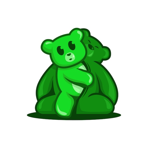 green bear comes out of dark green bear costume vector illustration