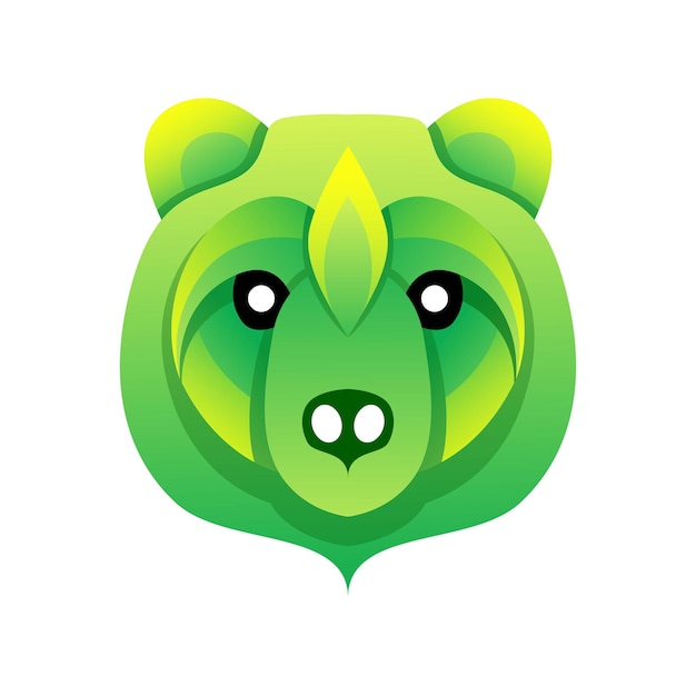 Green bear gradient logo design template