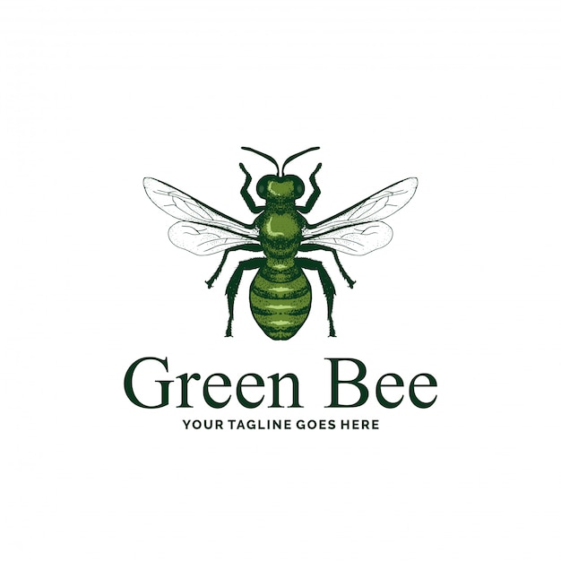 Green bee logo ontwerp inspiratie