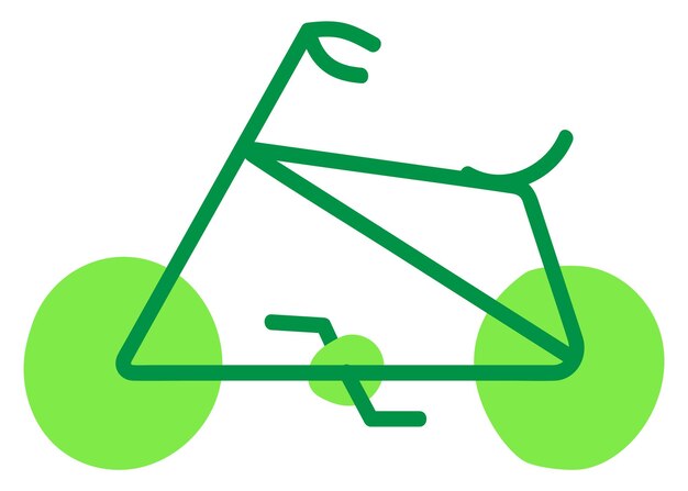 Vettore simbolo verde di riutilizzo della bicicletta isolato segno di riciclaggio per il design ecologico icona vettoriale disegnata a mano