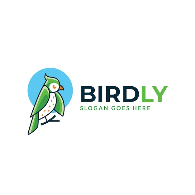 Green bird simple animal mascot character logo