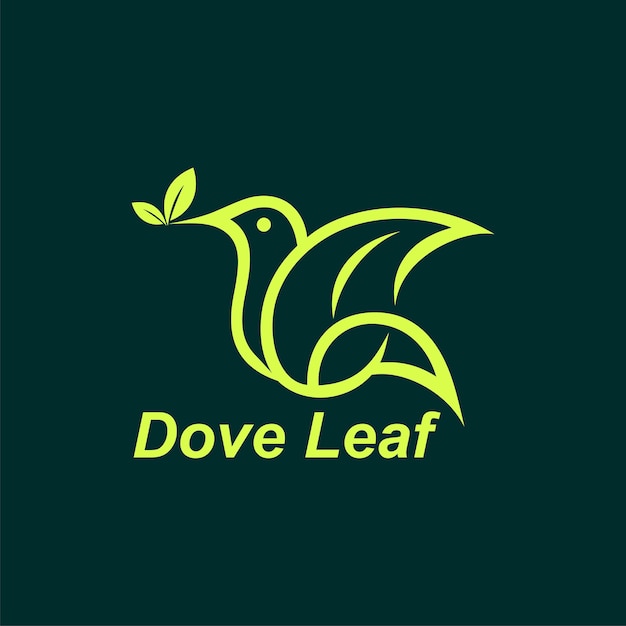 Vector a green bird with a leaf logo that says dove leaf.