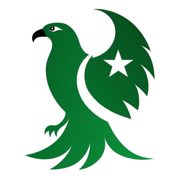 a green bird with a star on its wing