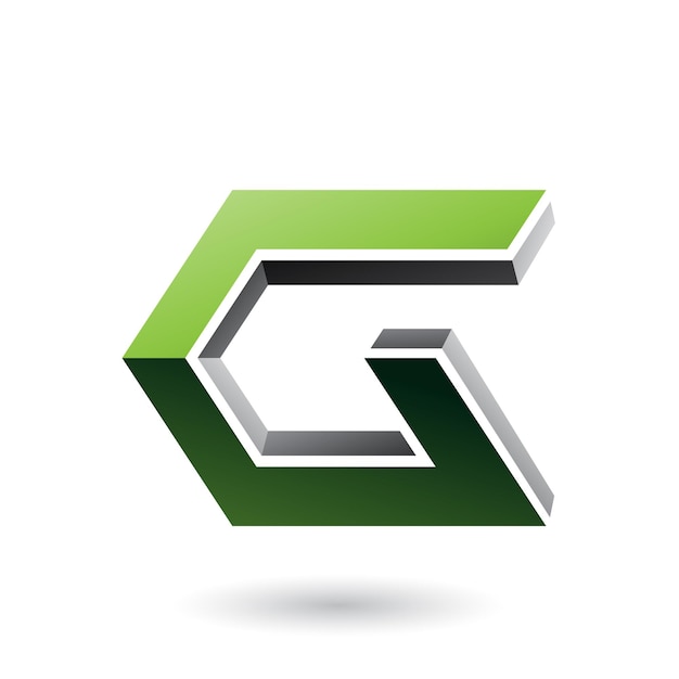 Vettore icona angolata 3d verde e nera per l'illustrazione vettoriale della lettera g
