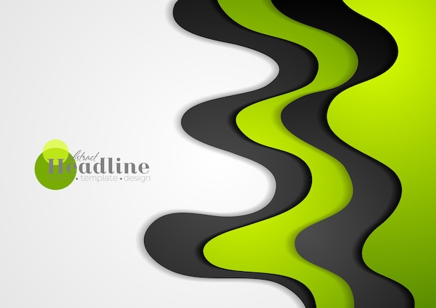 Green and black abstract corporate wavy background