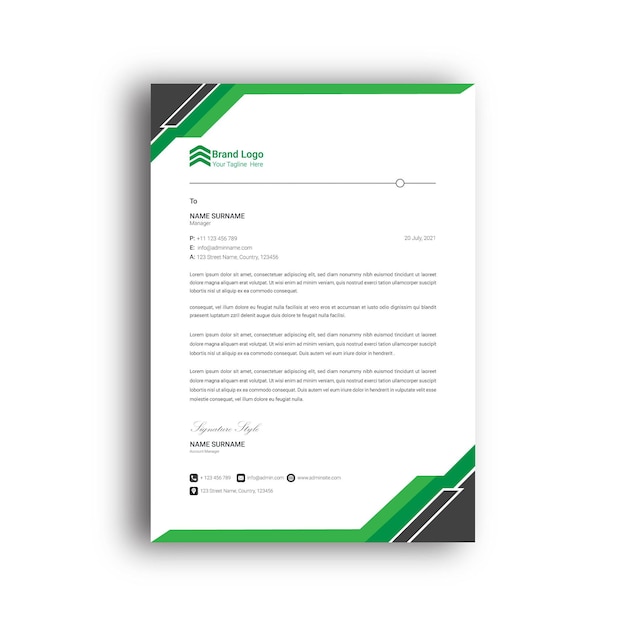 Green and black Abstract Letterhead Template