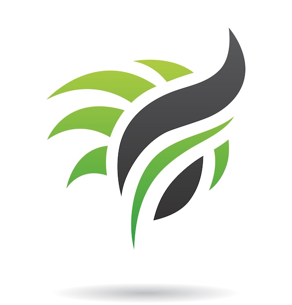 Green and Black Abstract Nature Elements Logo Icon