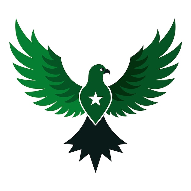 Vector a green and black bird with a white star on its wing