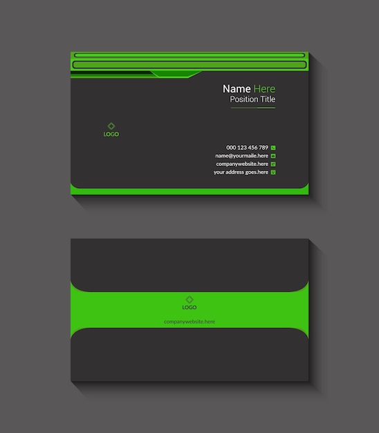 Vector green and black business card design template