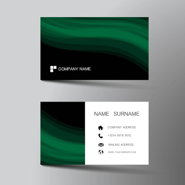 Green and black business card design.