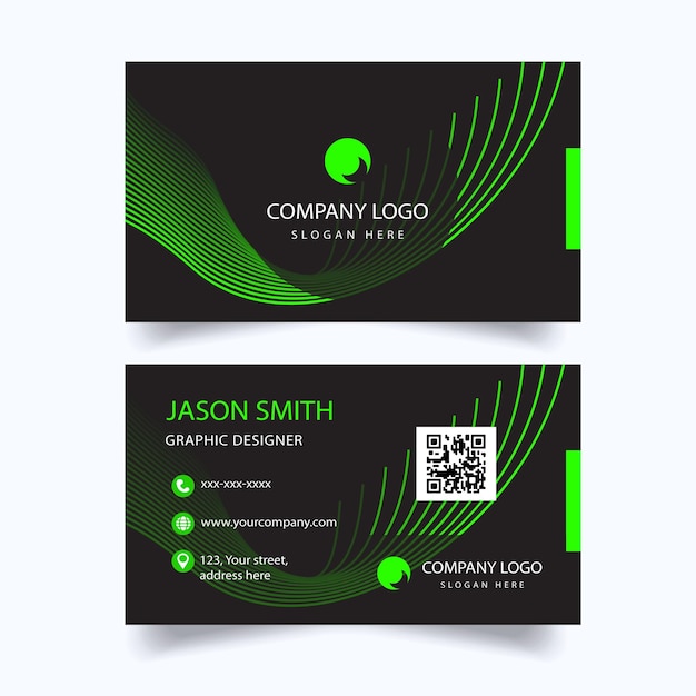 Vector green and black business card template
