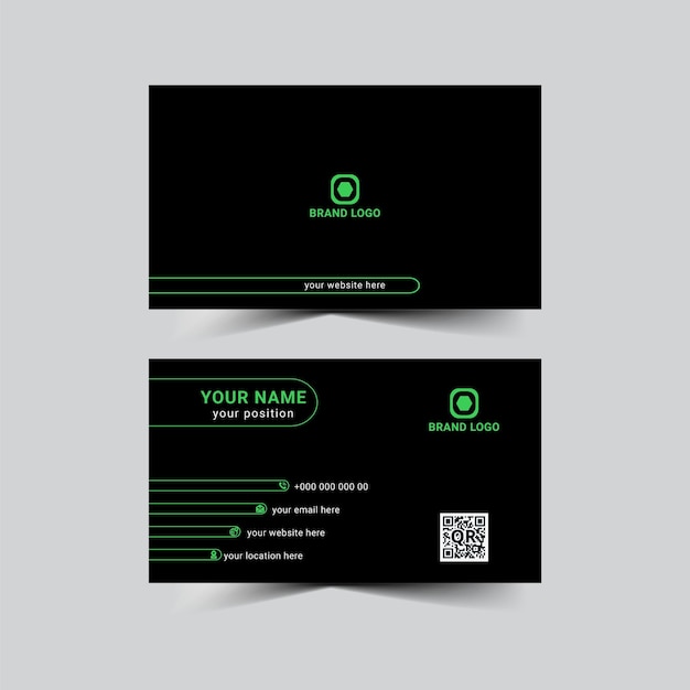 Vector green and black business card template