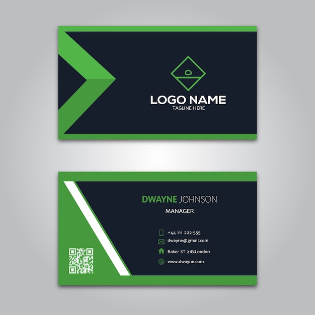 Green black business card template