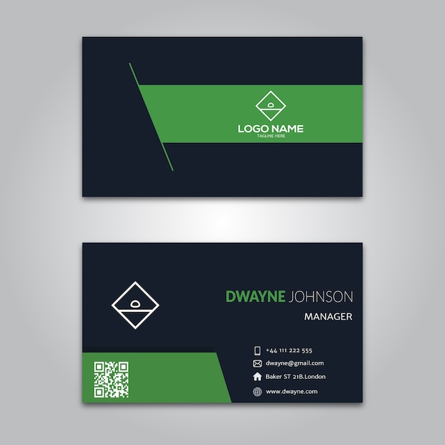 Green black business card template