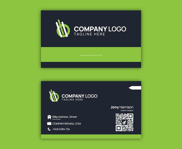 Green and black business card