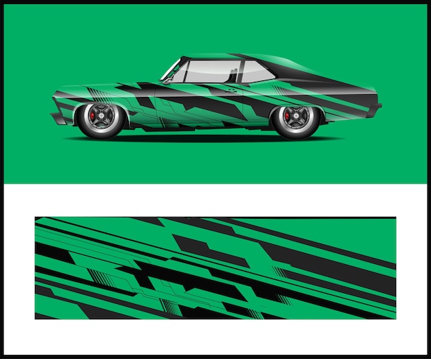 A green and black car with a black and green design.