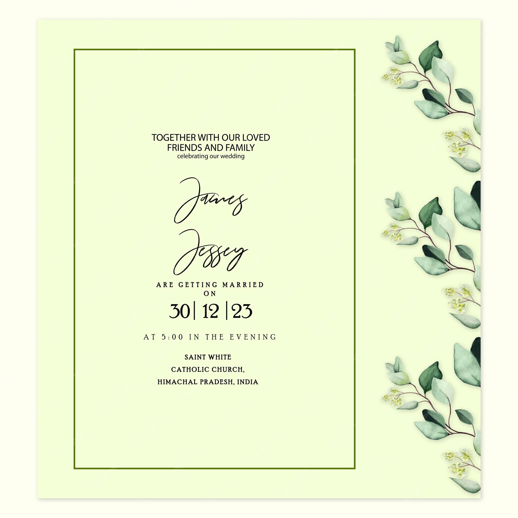 Premium Vector | Green black colourful wedding invitation background  multipurpose card free vector