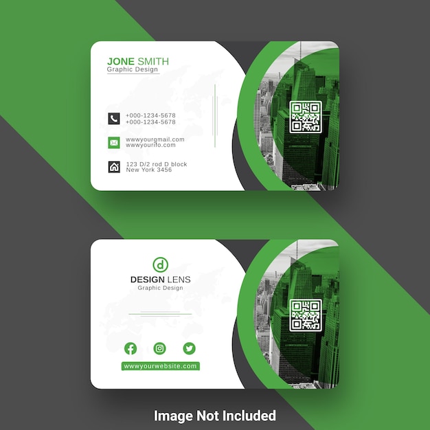 Зеленый черный креативный шаблон дизайна визитной карточки